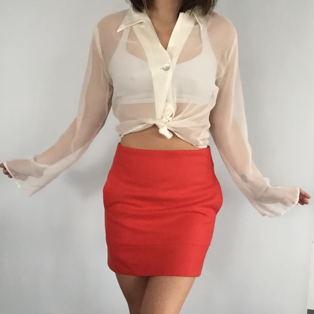 NWOT J.Crew 00 xxs bright red wool skirt